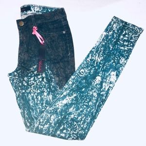 ANLADIA GREEN SPLASH STRETCH SKINNY PANTS SIZE 27